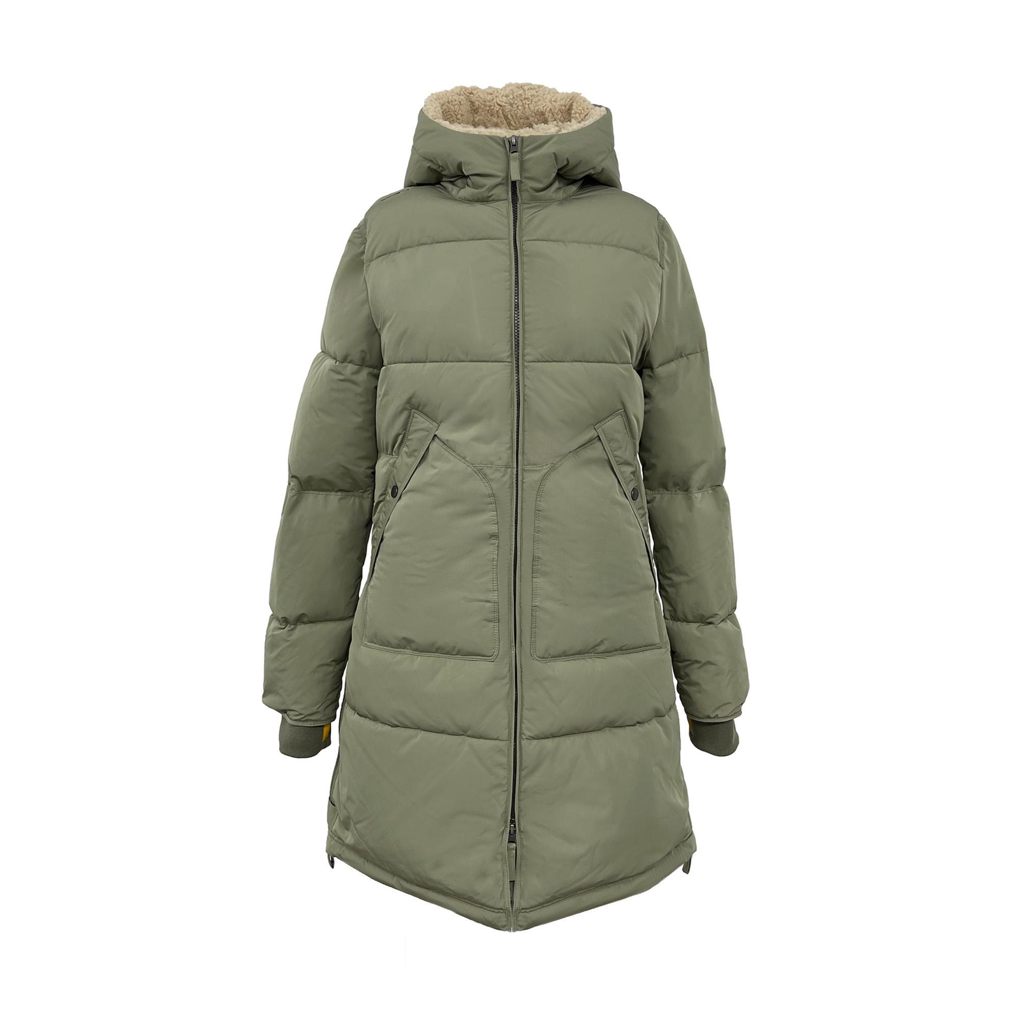 LUA Mantel midi Parka mit Kapuze light olive